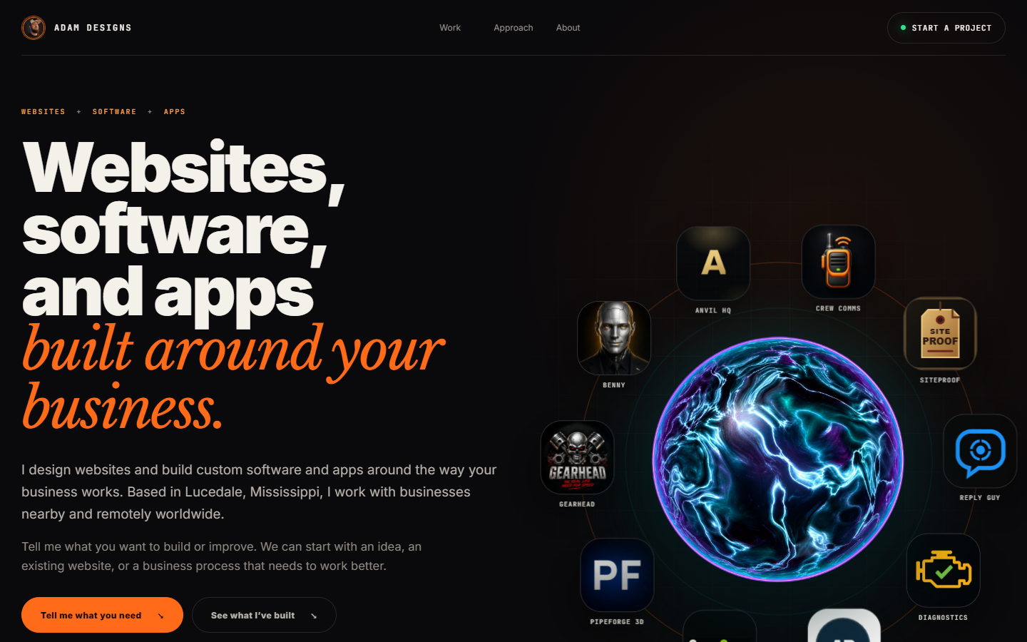 Desktop page captured from adamdesgns.com during the saved scan
